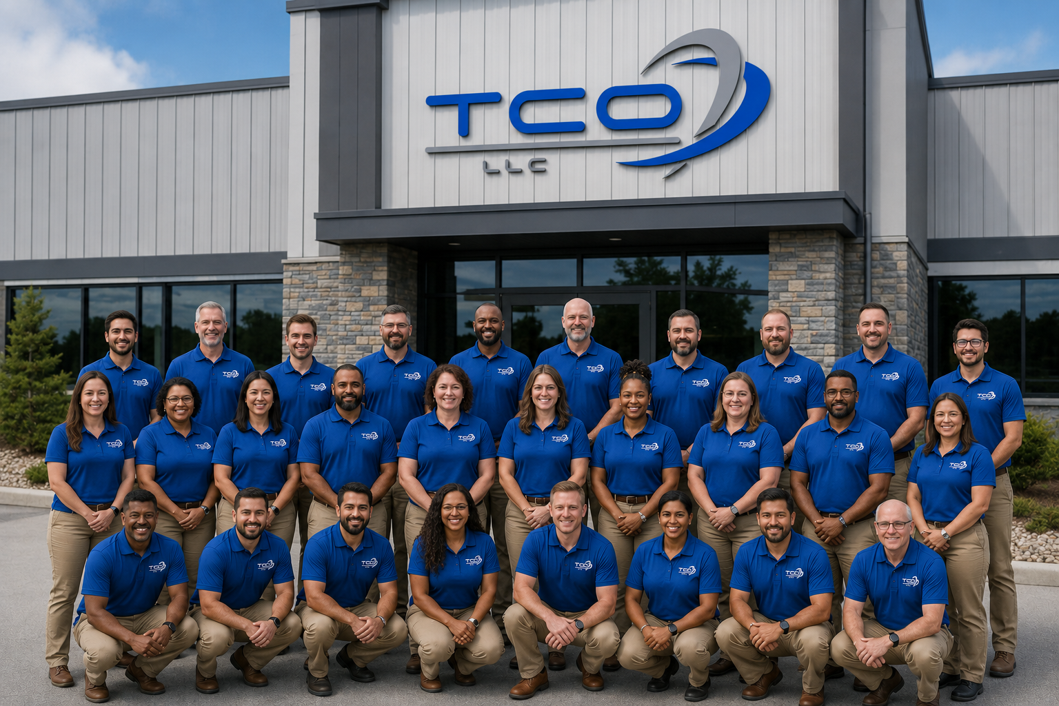 TCO team group photo in front of the Corbin, Kentucky facility