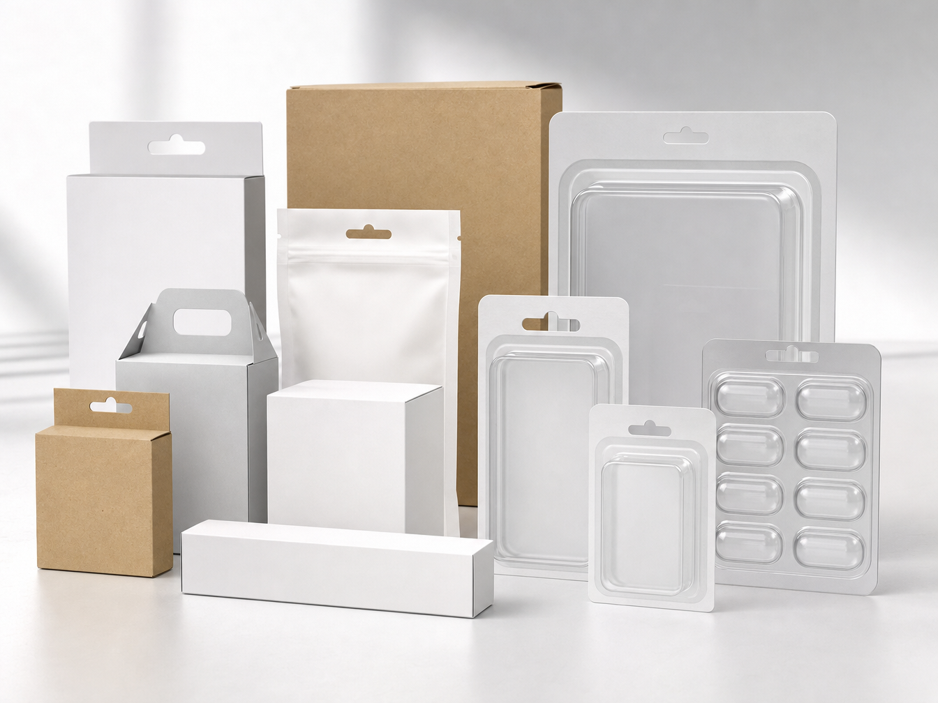 Variety of contract packaging formats including blister packs, cartons, and boxes
